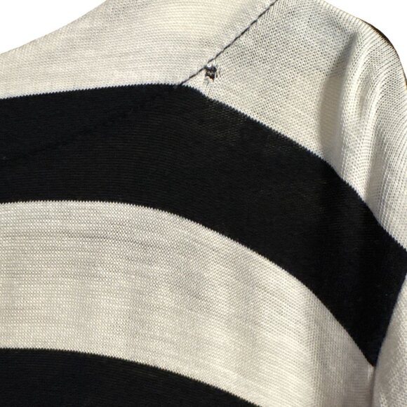 Cable & Gauge Womens Black & White Striped Long Sleeve Top With Pocket L - Picture 4 of 4